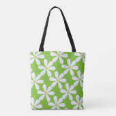 Witte maisjes op appelgroene achtergrond tote bag (Achterkant)