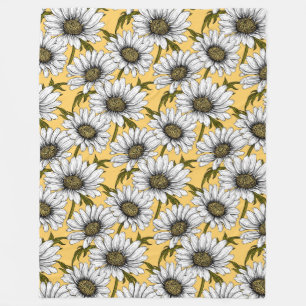 Witte maissoorten, wilde bloemen op geel fleece deken
