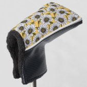Witte maissoorten, wilde bloemen op geel golfheadcover (3/4 voorkant)