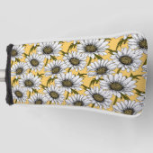 Witte maissoorten, wilde bloemen op geel golfheadcover (Voorkant)