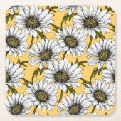 Witte maissoorten, wilde bloemen op geel kartonnen onderzetters (Voorkant)