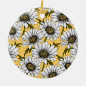 Witte maissoorten, wilde bloemen op geel keramisch ornament (Achterkant)