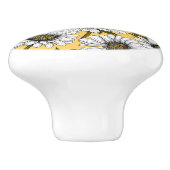 Witte maissoorten, wilde bloemen op geel keramische knop (Zijkant)