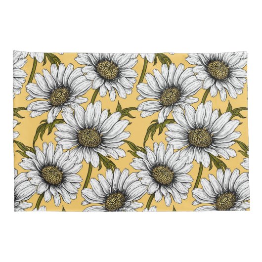 Witte maissoorten, wilde bloemen op geel kussensloop (Achterkant-Rechts)