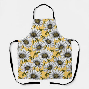 Witte maissoorten, wilde bloemen op geel schort