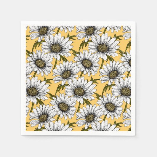 Witte maissoorten, wilde bloemen op geel servet (Voorkant)