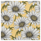 Witte maissoorten, wilde bloemen op geel stof (Swatch)