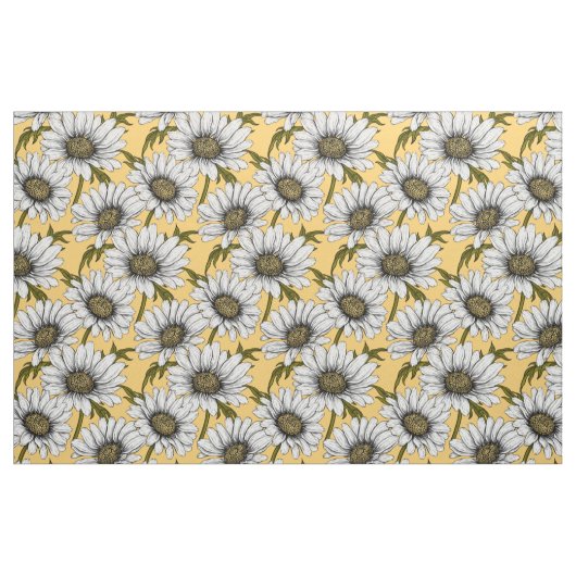 Witte maissoorten, wilde bloemen op geel stof (Fat Quarter)