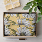 Witte maissoorten, wilde bloemen op geel tissuepapier (Geschenk)