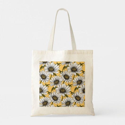 Witte maissoorten, wilde bloemen op geel tote bag (Achterkant)