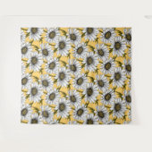 Witte maissoorten, wilde bloemen op geel wandkleed (Voorkant (horizontaal))