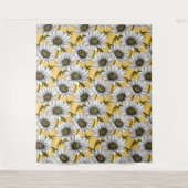 Witte maissoorten, wilde bloemen op geel wandkleed (Voorkant)