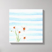 witte maisy bouquet op waterverf stripe canvas afdruk (Voorkant)