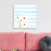 witte maisy bouquet op waterverf stripe canvas afdruk (Insitu (Woonkamer))