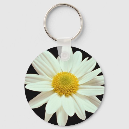 Witte maisy chrysanthemum sleutelhanger (Voorkant)