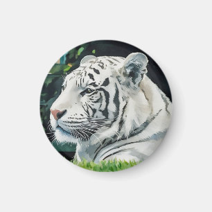Witte Majesteit - Resting Tiger Wildlife Magneet