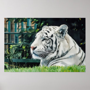 Witte Majesteit - Resting Tiger Wildlife Poster
