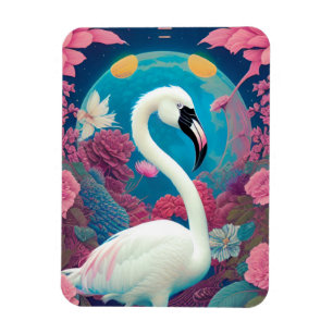 Witte majestueuze flamingo magneet