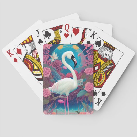 Witte majestueuze flamingo pokerkaarten (Achterkant)