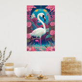 Witte majestueuze flamingo poster (Keuken)