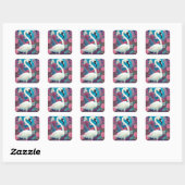 Witte majestueuze flamingo vierkante sticker (Vel)