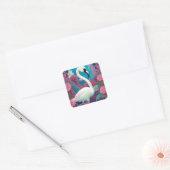 Witte majestueuze flamingo vierkante sticker (Envelop)