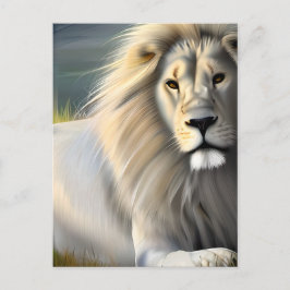 Witte Majestueuze Leeuw Etherische Kunst Briefkaart