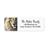 Witte Majestueuze Leeuw Etherische Kunst Etiket (Voorkant)