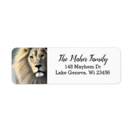 Witte Majestueuze Leeuw Etherische Kunst Etiket