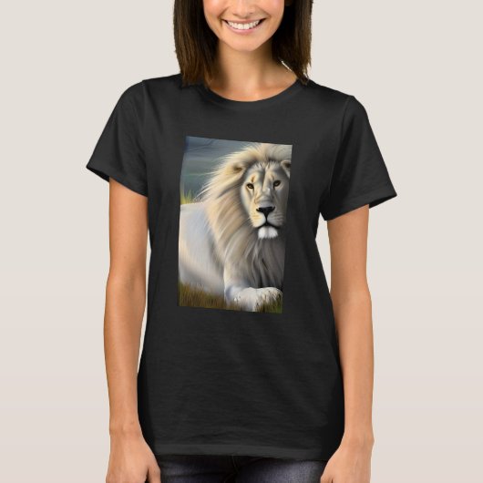 Witte Majestueuze Leeuw Etherische Kunst T-shirt (Voorkant)