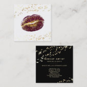 ** Witte make-up gouden glitterlippen gouden Confe Vierkante Visitekaartje (Voorkant / Achterkant)