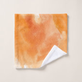 Witte makelblad oranje waterverf was, monogram bad handdoek (Wasdoekje)