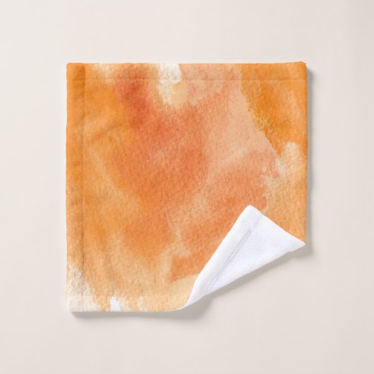 Witte makelblad oranje waterverf was, monogram bad handdoek (Wasdoekje)