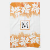 Witte makelblad oranje waterverf was, monogram theedoek (Verticaal)