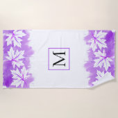 Witte makelblad paarse waterverf was, monogram strandlaken (Voorkant)