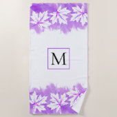 Witte makelblad paarse waterverf was, monogram strandlaken (Voorkant)