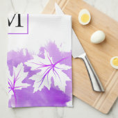 Witte makelblad paarse waterverf was, monogram theedoek (Quarter Fold)