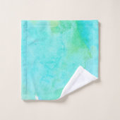 Witte makelbladaqua waterverf was en monogram bad handdoek (Wasdoekje)