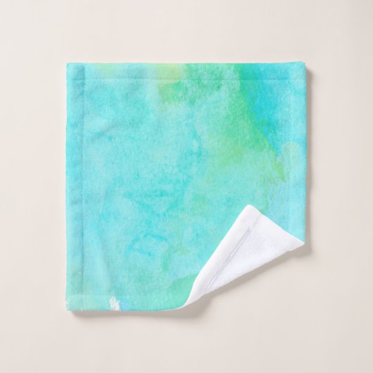 Witte makelbladaqua waterverf was en monogram bad handdoek (Wasdoekje)