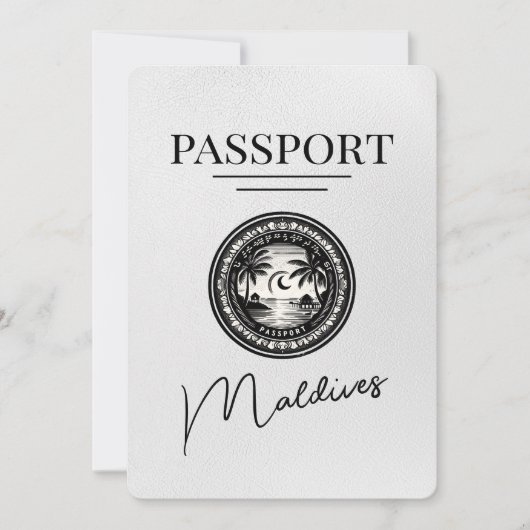 Witte Malediven Paspoort Bewaar de datum Save The Date (Voorkant)