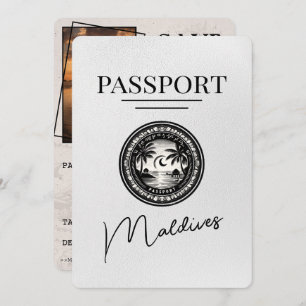 Witte Malediven Paspoort Bewaar de datum Save The Date