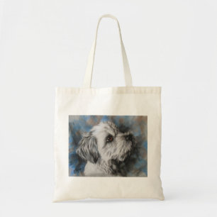 Witte Maltees/Shih Tzu fluffy dog Tote Bag