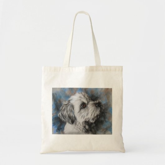Witte Maltees/Shih Tzu fluffy dog Tote Bag (Voorkant)