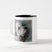 Witte Maltees/Shih Tzu fluffy dog Tweekleurige Koffiemok (Voorkant links)