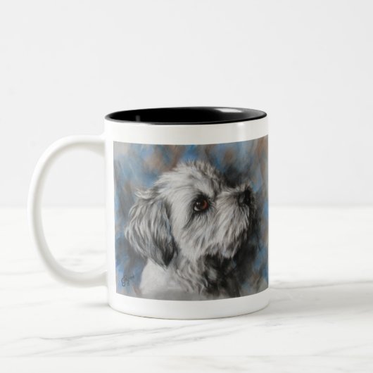 Witte Maltees/Shih Tzu fluffy dog Tweekleurige Koffiemok (Links)