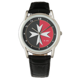 Witte Maltese Cross & Malta vlag mode / ridder Horloge