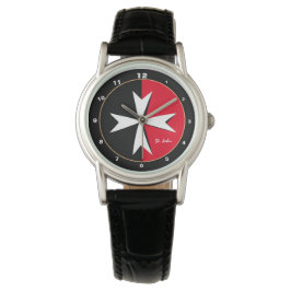 Witte Maltese Cross & Malta vlag mode / ridder Horloge