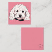 Witte Maltese Dog Pink Flat Note Square Kaart Notitiekaartje (Voorkant / Achterkant)