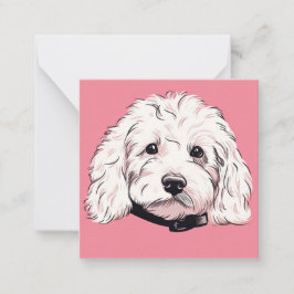 Witte Maltese Dog Pink Flat Note Square Kaart Notitiekaartje