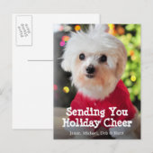 Witte Maltese hond in het rode kostuum van de Feestdagenkaart (Voorkant / Achterkant)